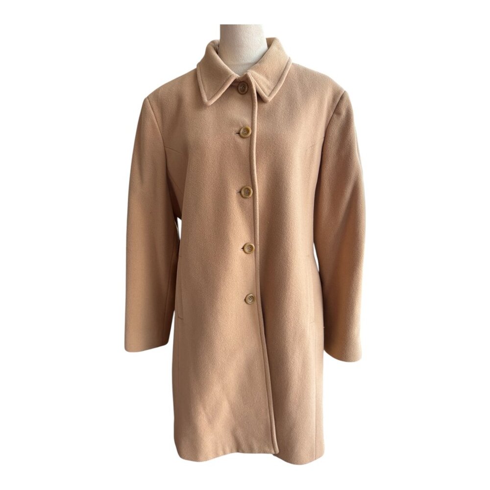 Worthington Long Tan Coat With Pockets & Tie Belt - Size XL (320-2)